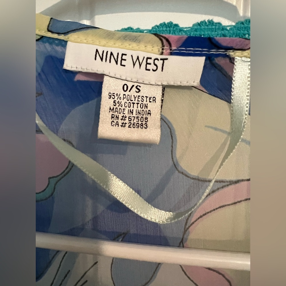 Nine West Floral Sheer Kimono with Teal Trim Swim Cover Up - Picture 7 of 7
